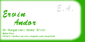 ervin andor business card